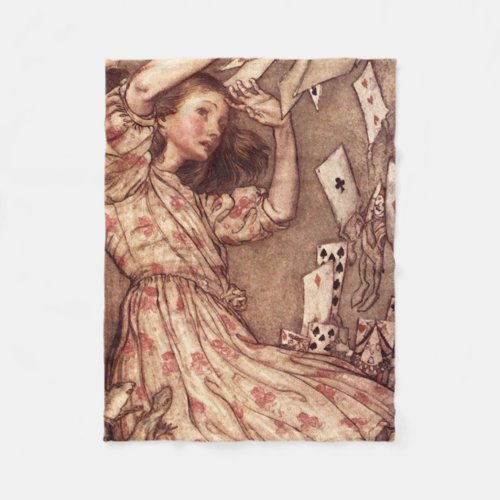 Alice in Wonderland Illustration Cards Fleece Blanket