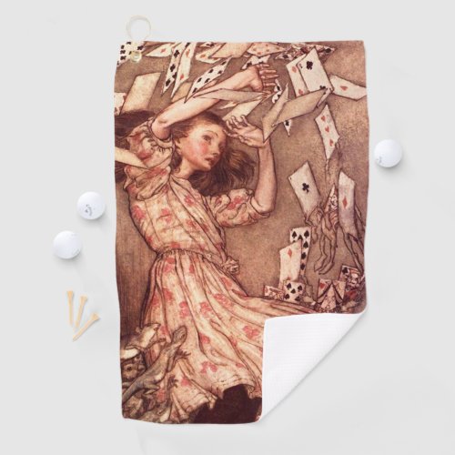 Alice in Wonderland Illustration Cards Golf Towel