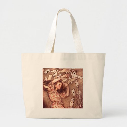 Alice in Wonderland Illustration Cards Large Tote Bag