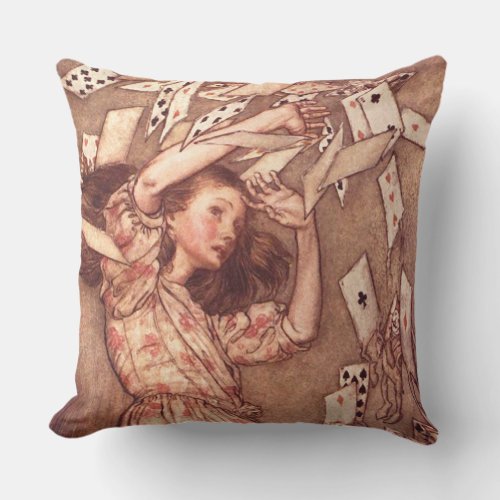 Alice in Wonderland Illustration Cards Outdoor Pillow