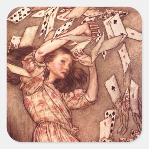 Alice in Wonderland Illustration Cards Square Sticker