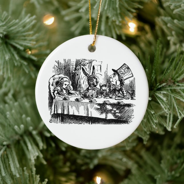 Alice in Wonderland Illustration Mad Hatter Ceramic Ornament (Tree)