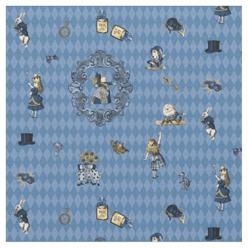 Alice in Wonderland in Blue/Gold on Harlequin Fabric