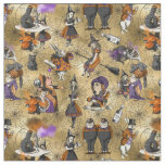 Alice in Wonderland in Halloween Theme Cobweb Gold Fabric