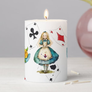 Alice in Wonderland Inspired Storybook Art Pillar Candle