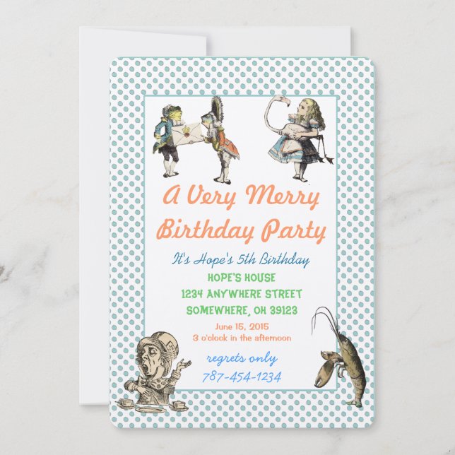 Alice In Wonderland Invitation  Birthday Party (Front)