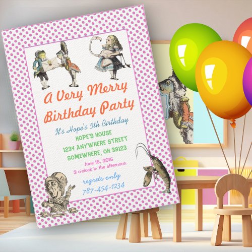 Alice In Wonderland Invitation  Birthday Party
