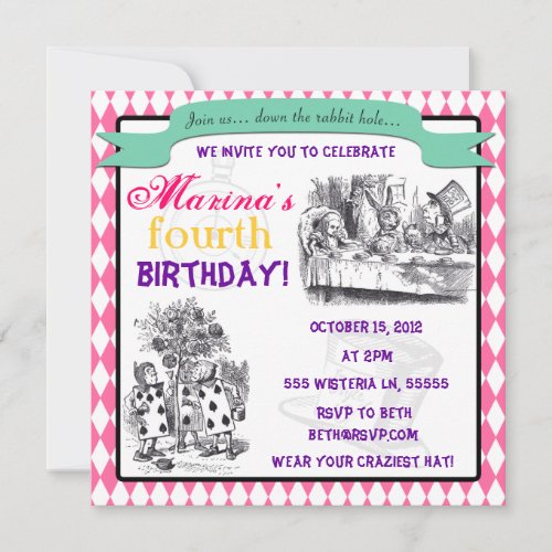 Alice in Wonderland Invitation - Birthday, Shower,