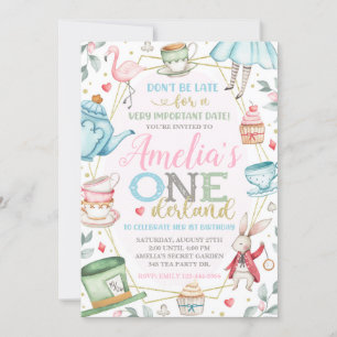 Alice in Wonderland Invitation, Onederland Invite