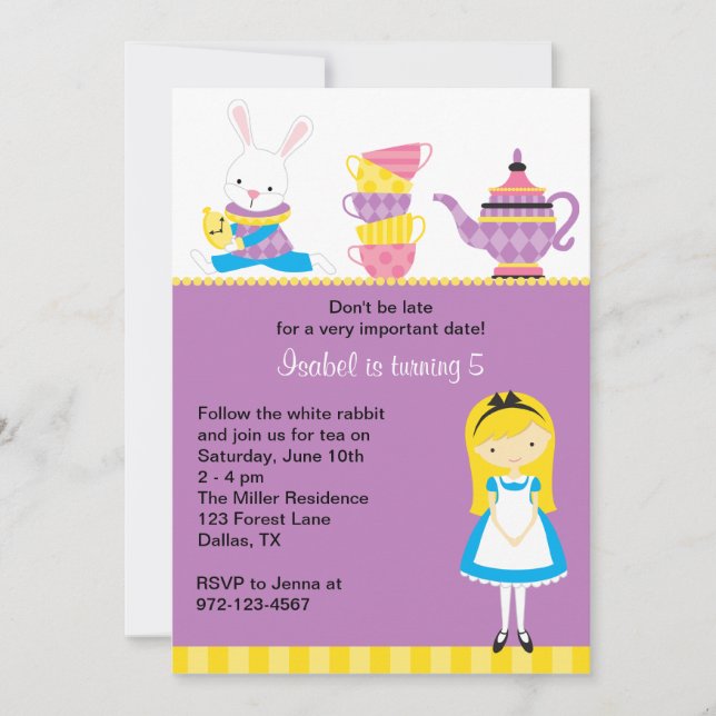 Alice in Wonderland Invitations (Front)