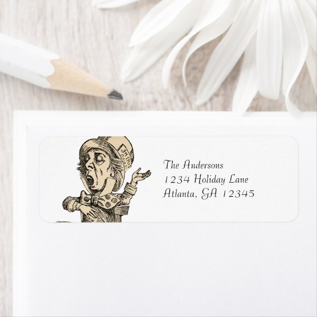 Alice In Wonderland Invites Top Hat Gentleman Label (Insitu)