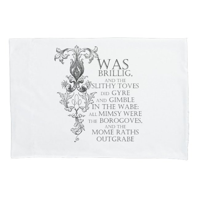 Alice In Wonderland Jabberwocky Poem Pillow Case (Front)