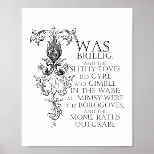 Alice In Wonderland Jabberwocky Poem Poster Sign