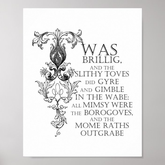 Alice In Wonderland Jabberwocky Poem Poster Sign Zazzle Com