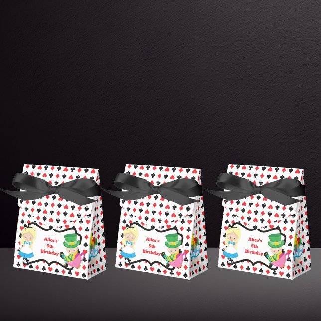 Alice in Wonderland Kids Birthday Party Black Red Favor Boxes (Creator Uploaded)