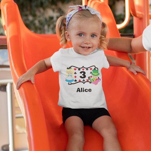Alice in Wonderland Kids Birthday Party Custom Toddler T_shirt