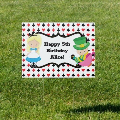 Alice in Wonderland Kids Birthday Tea Party Yard Sign