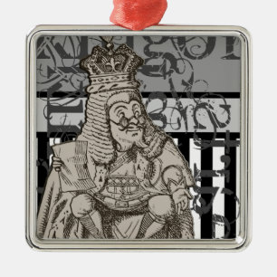 Alice In Wonderland King of Hearts Grunge Metal Ornament