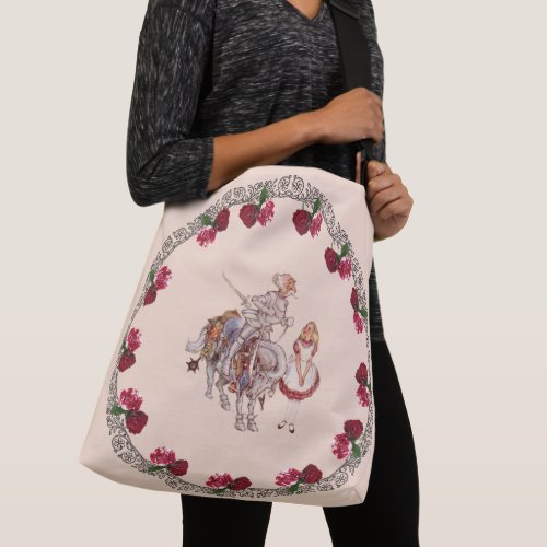 Alice in Wonderland Knight on Horse Roses  Crossbody Bag