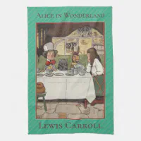 ALICE IN WONDERLAND, LEWIS CARROLL CLASSIC NOVEL KITCHEN TOWEL