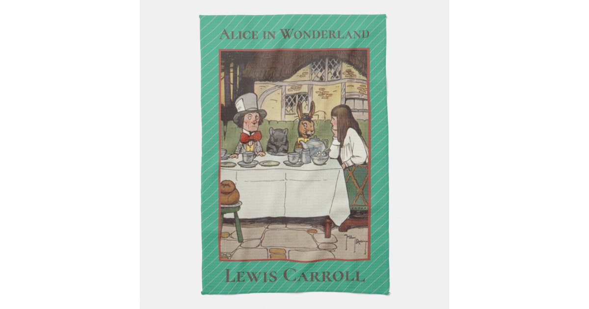 ALICE IN WONDERLAND, LEWIS CARROLL CLASSIC NOVEL KITCHEN TOWEL