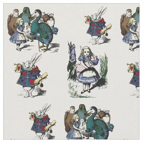 Alice in Wonderland Looking Glass White Rabbit Fabric
