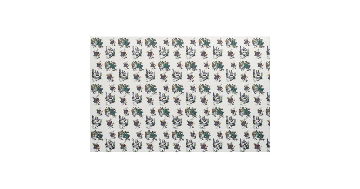 Alice in Wonderland Looking Glass White Rabbit Fabric | Zazzle