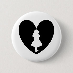 Alice in Wonderland Love In Black & White Button