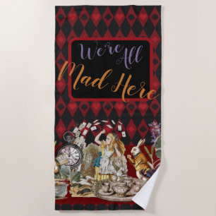 Alice in Wonderland Mad Cheshire Cat Beach Towel