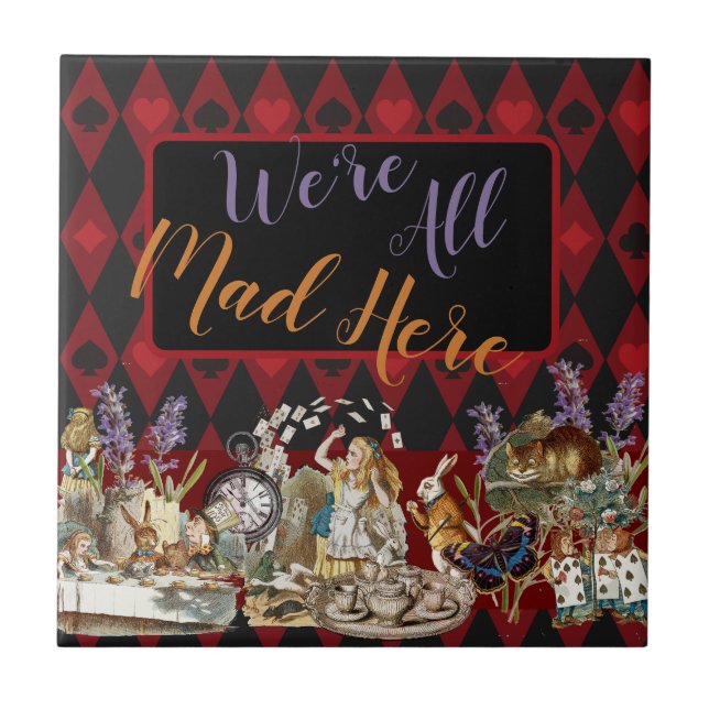 Alice in Wonderland Mad Cheshire Cat Ceramic Tile (Front)