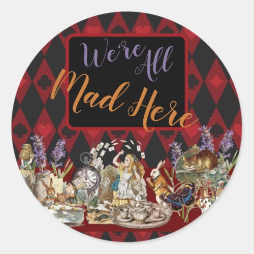 Alice in Wonderland Mad Cheshire Cat Classic Round Sticker