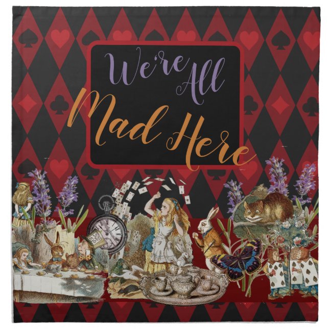 Alice in Wonderland Mad Cheshire Cat Cloth Napkin (Front)