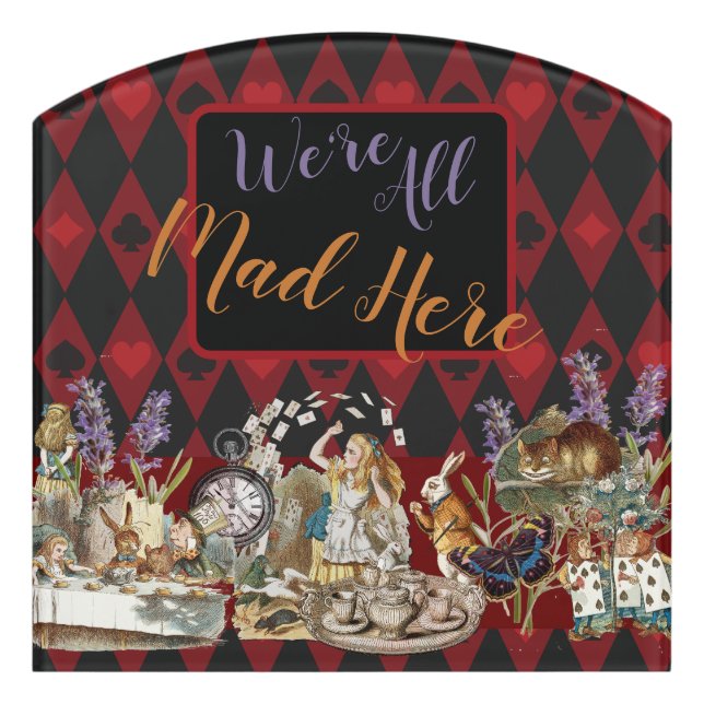 Alice in Wonderland Mad Cheshire Cat Door Sign (Contour Front)