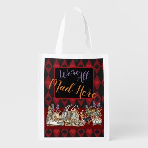 Alice in Wonderland Mad Cheshire Cat Grocery Bag