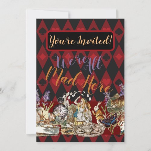 Alice in Wonderland Mad Cheshire Cat Invitation