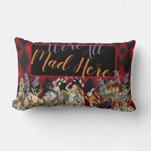 Alice in Wonderland Mad Cheshire Cat Lumbar Pillow