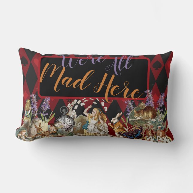 Alice in Wonderland Mad Cheshire Cat Lumbar Pillow (Front)