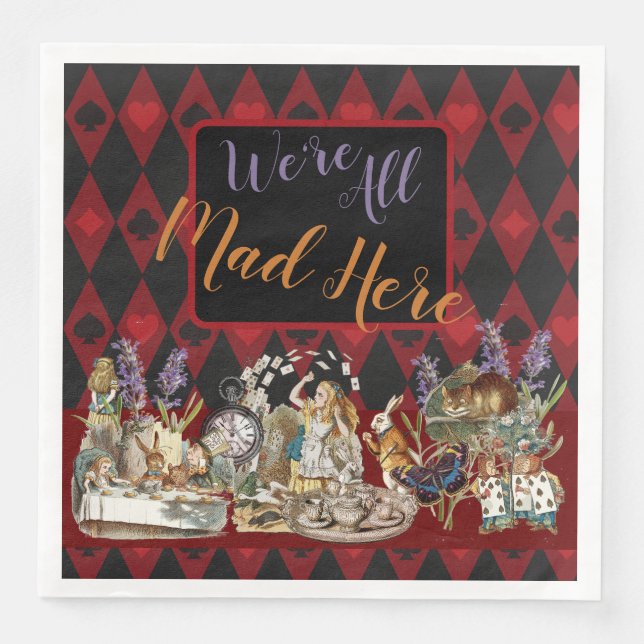 Alice in Wonderland Mad Cheshire Cat Paper Dinner Napkins (Front)