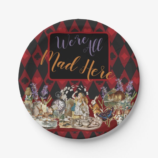 Alice in Wonderland Mad Cheshire Cat Paper Plates (Front)