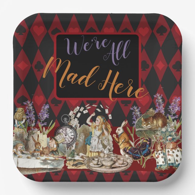 Alice in Wonderland Mad Cheshire Cat Paper Plates (Front)