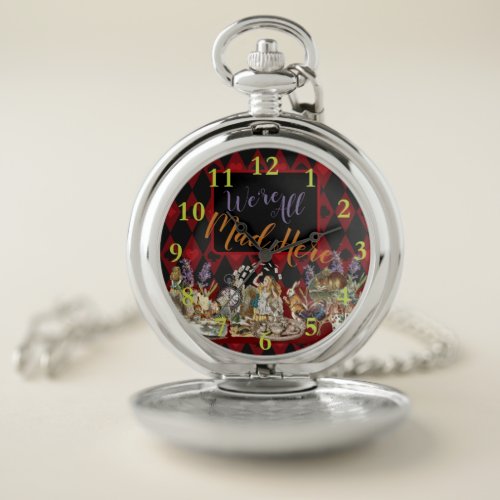 Alice in Wonderland Mad Cheshire Cat Pocket Watch