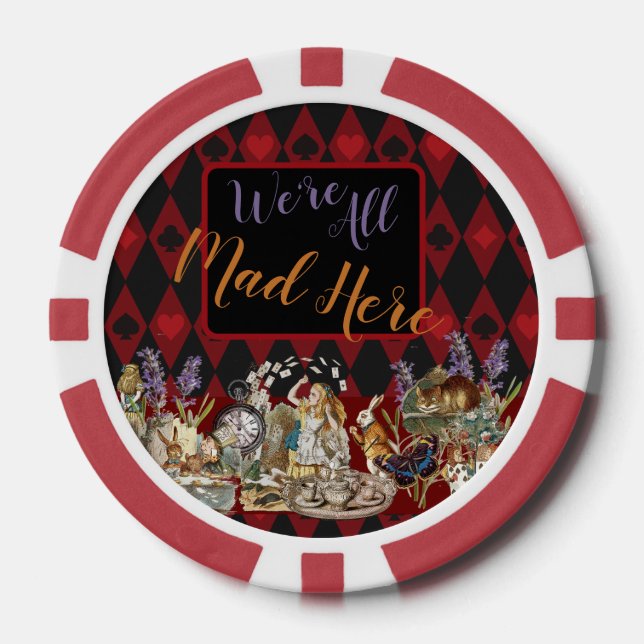 Alice in Wonderland Mad Cheshire Cat Poker Chips (Front)
