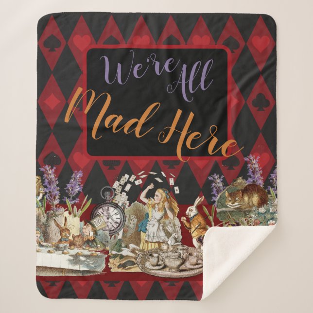 Alice in Wonderland Mad Cheshire Cat Sherpa Blanket (Front)