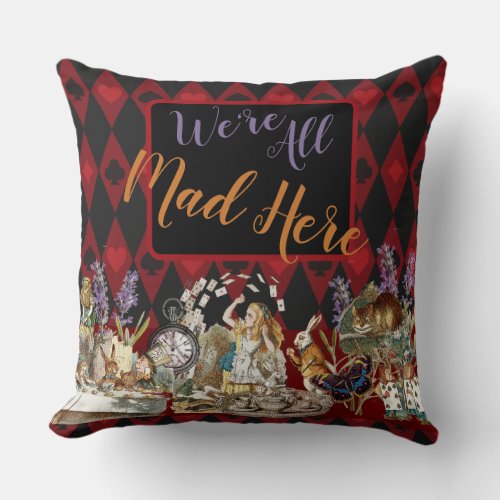 Alice in Wonderland Mad Cheshire Cat Throw Pillow
