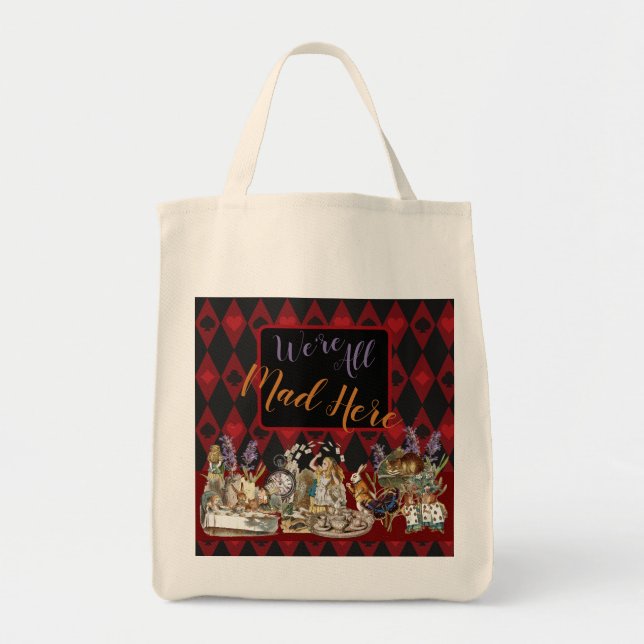 Alice in Wonderland Mad Cheshire Cat Tote Bag (Front)