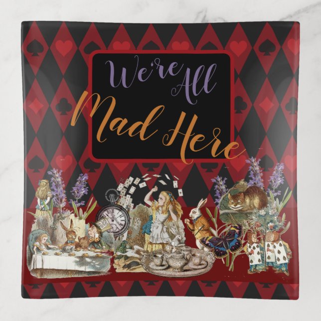 Alice in Wonderland Mad Cheshire Cat Trinket Tray (Front)