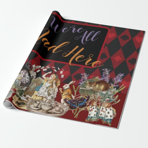 Alice in Wonderland Mad Cheshire Cat Wrapping Paper