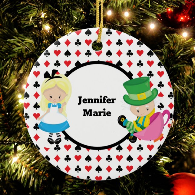 Alice in Wonderland Mad Hatter Card Deck Custom Ceramic Ornament (Creator Uploaded)