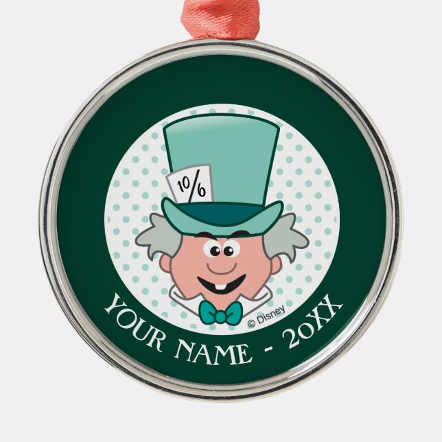 Alice in Wonderland | Mad Hatter Emoji Metal Ornament (Front)