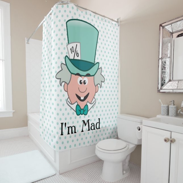 Alice in Wonderland | Mad Hatter Emoji Shower Curtain (In Situ)